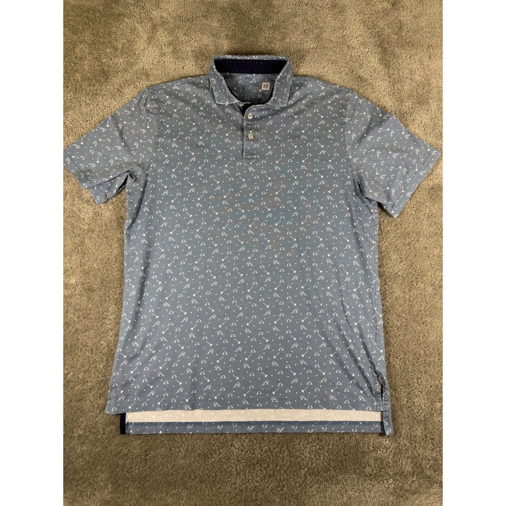 Polo Ralph Lauren Performance Classic Fit Blue Mallet Print Polo Shirt Mens M